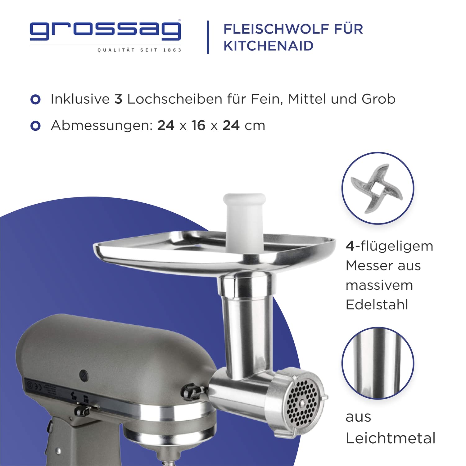 grossag 1352 KFW 5 - Accesorio para picadora de carne (metal ligero)