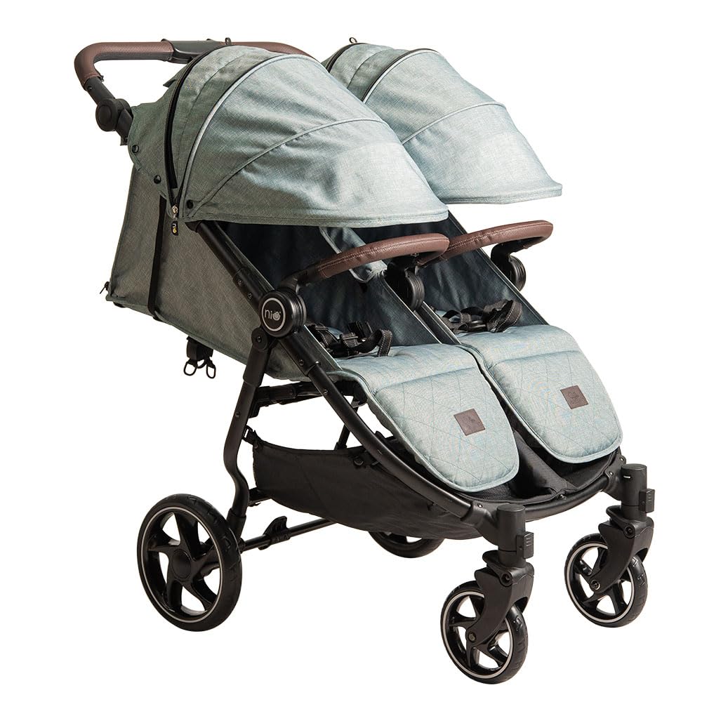 Olmitos - Silla de paseo Gemelar VentTwin+ para bebes - Ligera, Compacta y Versátil opción de carro gemelar - Capazo no incluido - Respaldos y Reposapiés ajustable Chasis de aluminio cuero de nailon