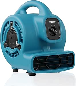 XPower P-80A Mini Mighty Air Mover Floor Fan Dryer Utility Blower Outdoor Lawn Fan With External Outlet Plug