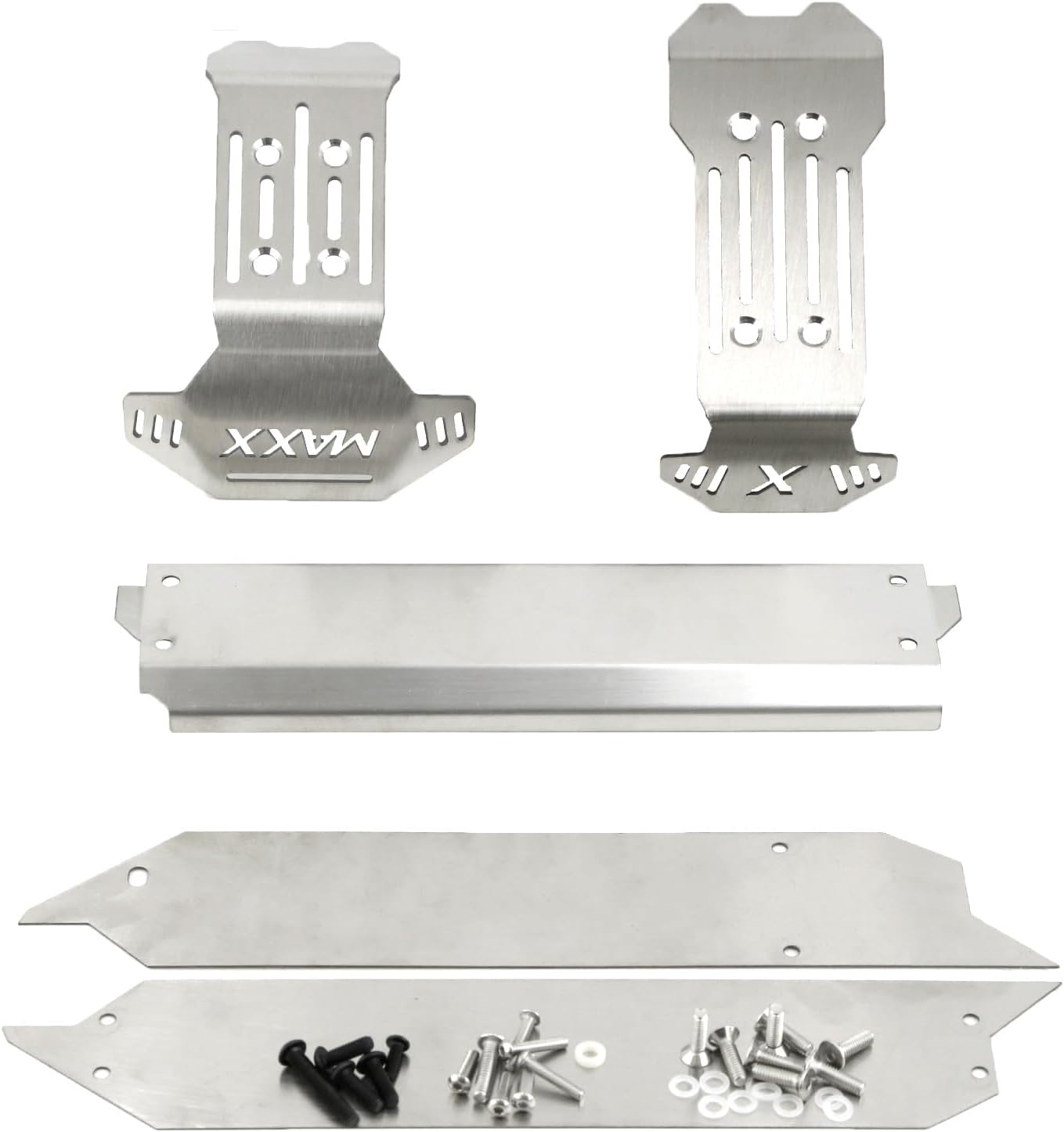 RC Chassis Armors Set for TRAXXAS 1/10 MAXX V2.0 Widemaxx Monster Truck-89086-4 RC Stainless Steel Protection Skid Plate Anti-Collision Guard Accessories