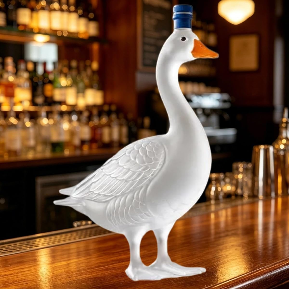 30th Anniversary 3D Sculpted Vodka Bottle, Funny Goose Wine Bottle, 350ml Glass Whiskey Decanter Container, Transparent Liquor Decanter, Gift for Bar, Home, Party, Man, Father (Transparent)