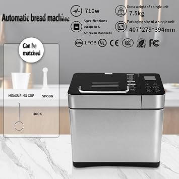Bread Maker Machine 17-in-1 with Automatic Nut Dispenser, Large Dough Maker with Jam & Yogurt Functions for Homemade Bread Baking