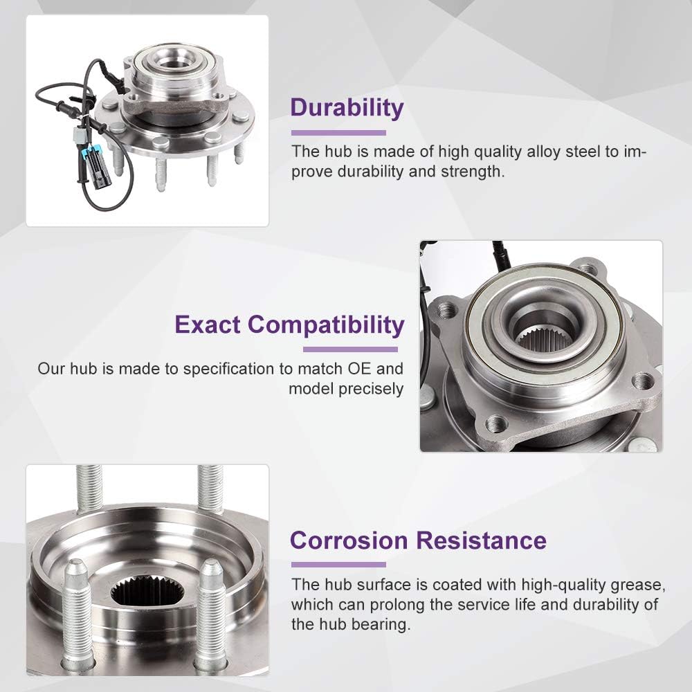 ROADFAR 515098 Wheel Hub Assembly Front Kit fit for 2007-2009 for Chevrolet Silverado 2500 2007-2010 for GMC Sierra 2500 HD 2007-2010 for Chevrolet Suburban 2500 Wheel Hub Bearing Replacement