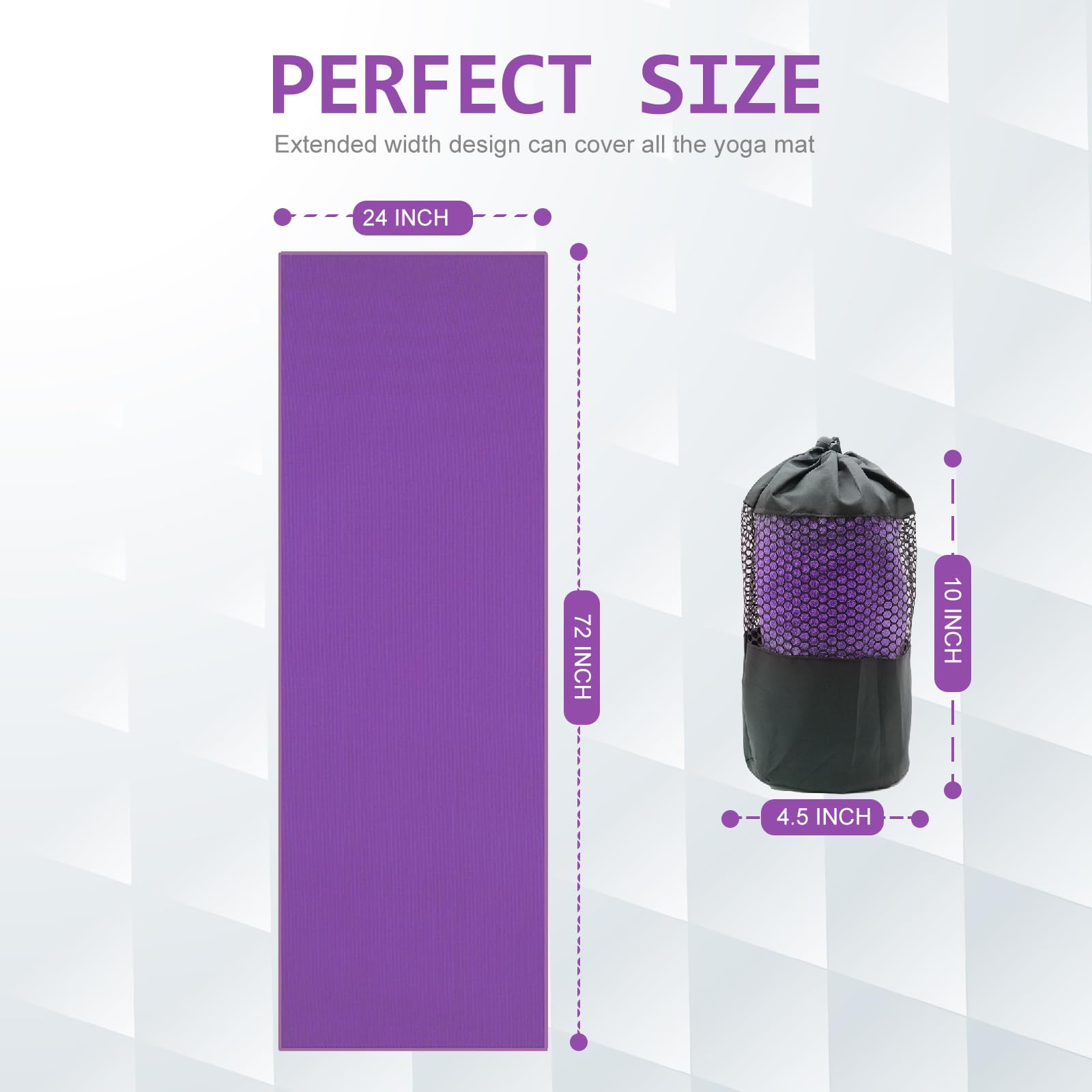 Eunzel Yoga-Handtuch, Hot Yogamatte, Handtuch mit Griffpunkten, schweißabsorbierend, rutschfest, für Hot Yoga, Pilates und Workout, 61 cm x 183 cm