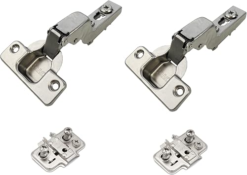Premio DTC 110  Soft Close Cabinet Hinges   Inset   Nickel Finish   Adjustable Wood Screw Mounting Plate   Kitchen Cupboard Door Hinges   2 Pack