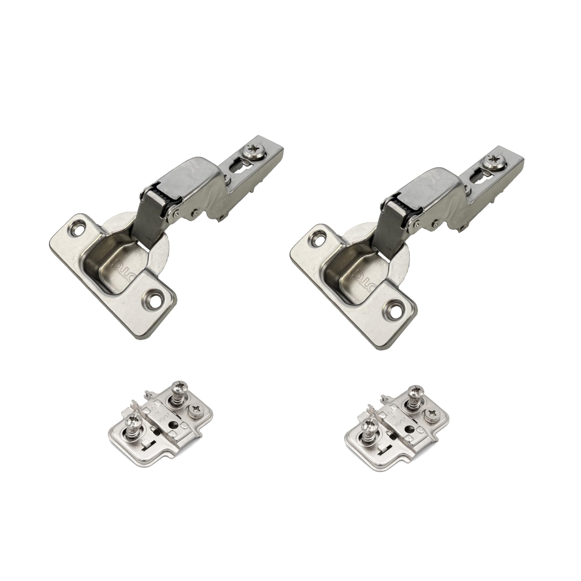 Premio (DTC) 110° Soft Close Cabinet Hinge – Inset Concealed Kitchen Cupboard Door Hinge with Euro Screw Adjustable Plate, 2 Pack (Nickel Plated)