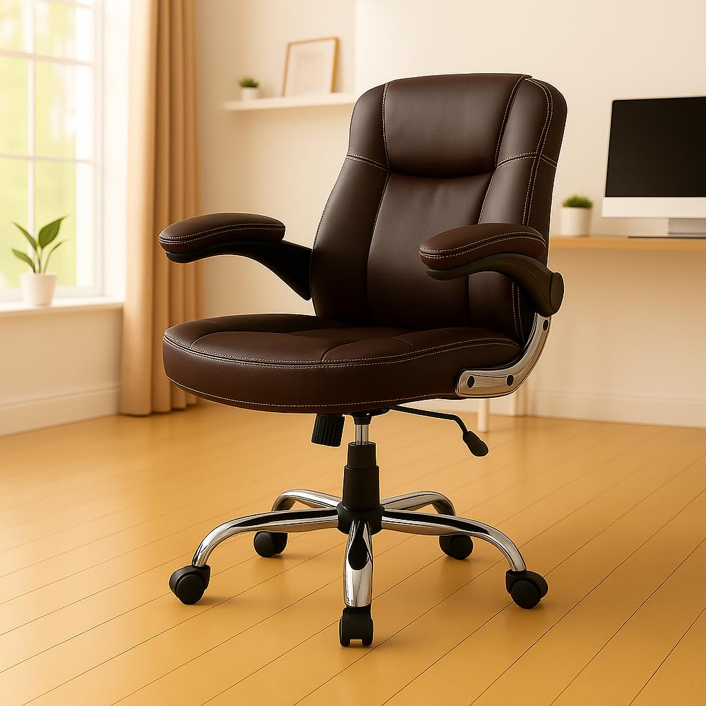 Sponsored Ad - Oakcraft Stratos Medium Back Premium Leatherette Ergonomic Office Chair for Home, Workstation, Offices