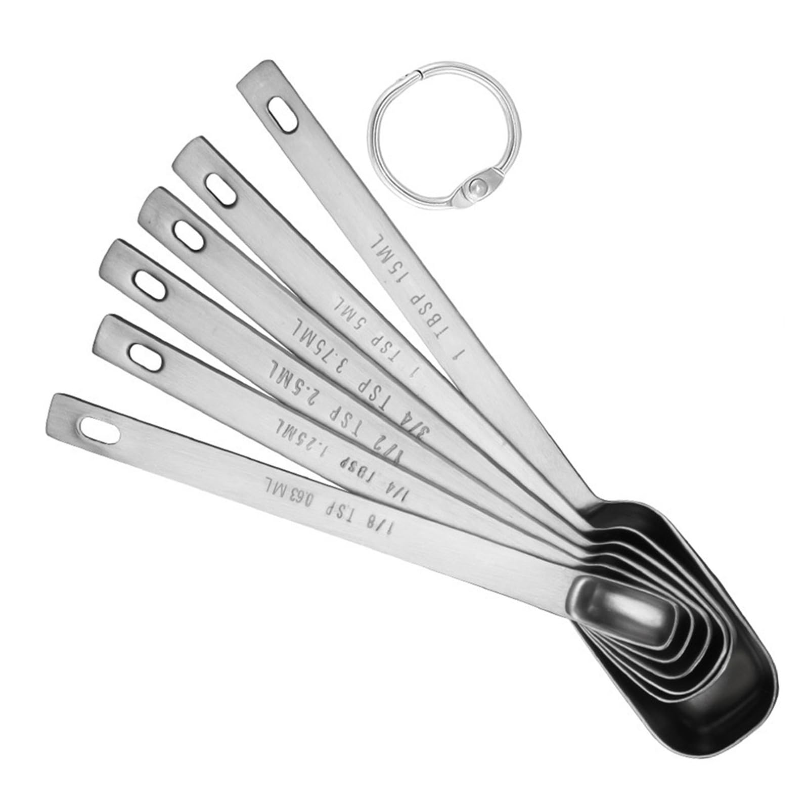 ATRYG Set of 6 Stainless Steel Measuring Spoons Metal Teaspoons with Leveler for Baking and Cooking Kitchen Accessory