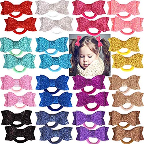 Aivivo Baby Girls Cute Cartoon Hair Bows Elastic Ties Bands Hair Holders Ponytail Holders Head Bands Ropes Hair Elastic Hair Clips Accessories ï¼ˆ20PCSï¼‰