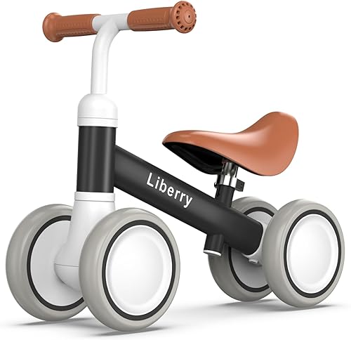 Liberry Bicicleta de equilibrio para bebés de 1 año, bicicleta de equilibrio para niños de 4 ruedas con asiento ajustable, regalo de primer
