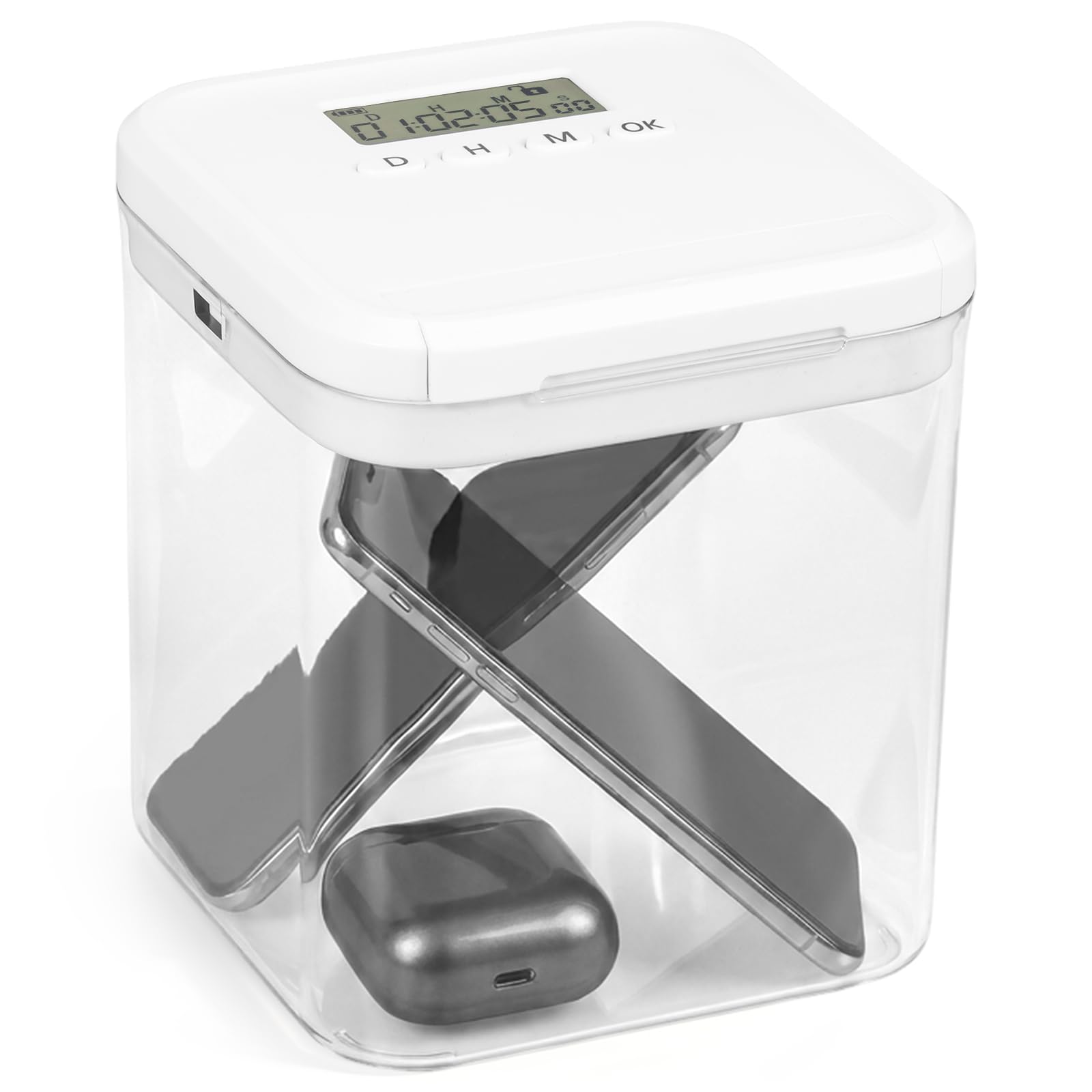 ATopoler Small Timed Lock Box, Time Locking Container with Timer, Clear Timed Lockable Storage Box for Food, Medicines, Tech and Home Safety, 30 Days Max Timer, 5.5×5.5×6.3in