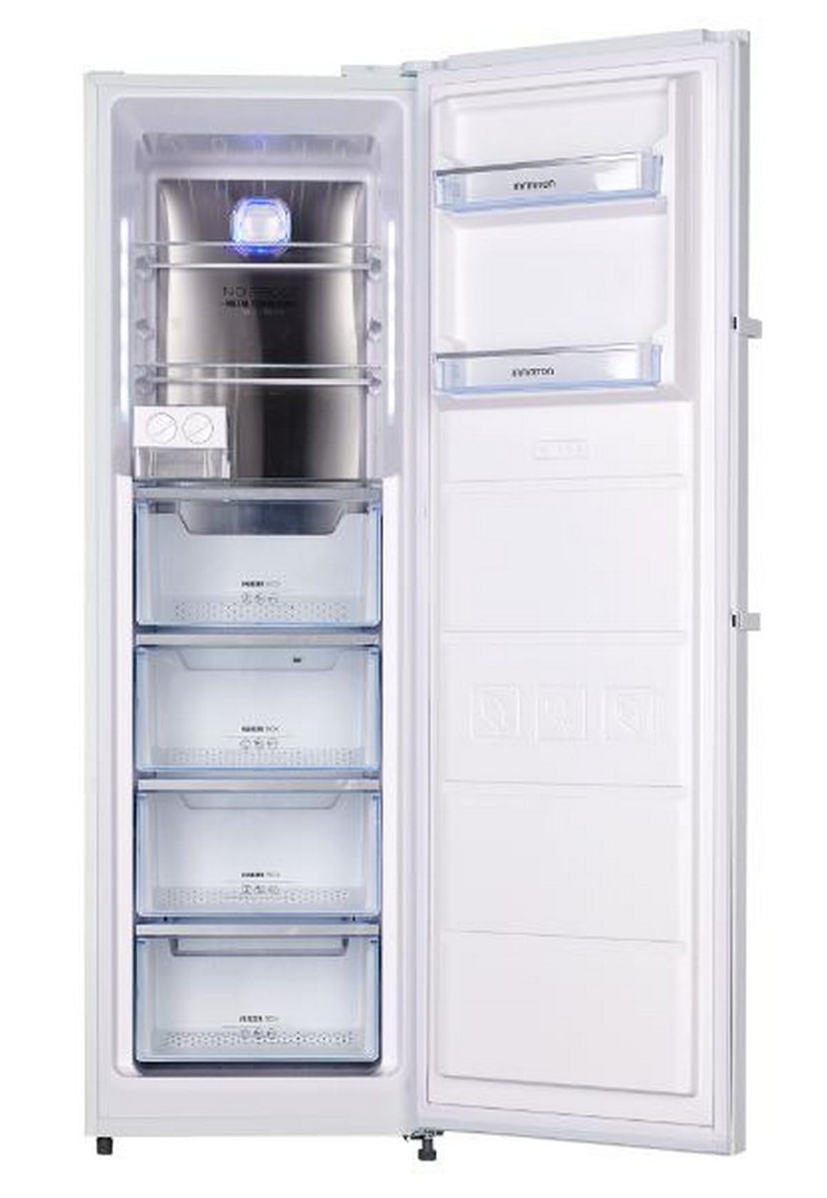 INFINITON Congelador Vertical CV-265L85, 282 Litros, 185 cm, No Frost, E, No Frost Technology, Fast freezing,Alarma óptica y acústica de puerta abierta, Fabricador de hielo (Blanco || CV-265L85WEM)