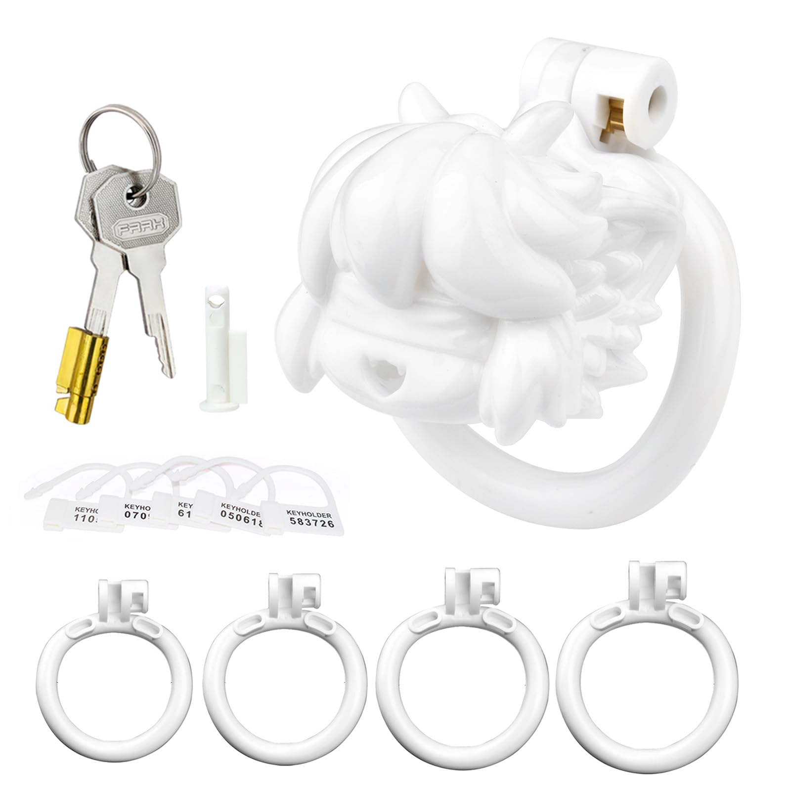 3D Harz SM Penis Bondage Cock Cage Anime-Stil Keuschheitskäfig Set für Herren mit 4 Penisringe Atmungsaktiver Keuschheitsgürtel Extrem Peniskäfig Sexspielzeug für Männer Chastity Cage