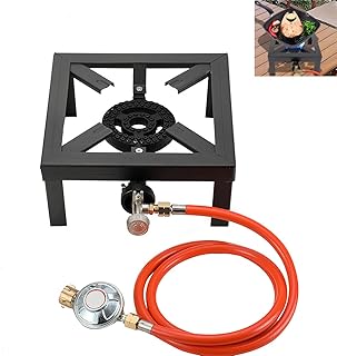 LALABU Gaskocher Campingkocher Hockerkocher, 8KW Gaskocher Hockerkocher Mit 1,5 m langem Propangasschlauch und einem 50-mbar-Propan-Druckminderer für Camping und Outdoor
