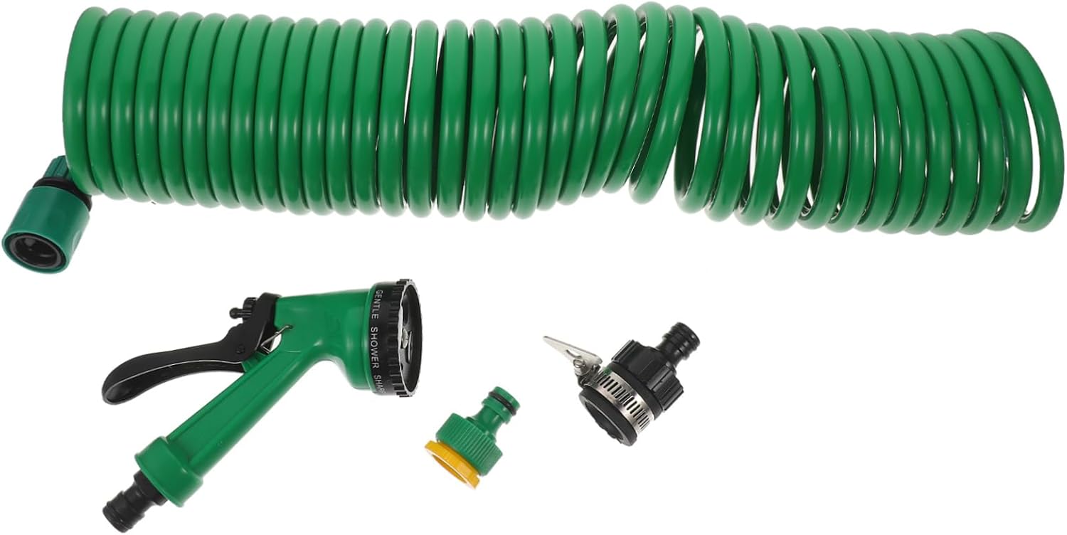 10m Coil Garden Hose Expandable Watering Hose for Irrigation and Car Washing Material for Outdoor Use and Gardening