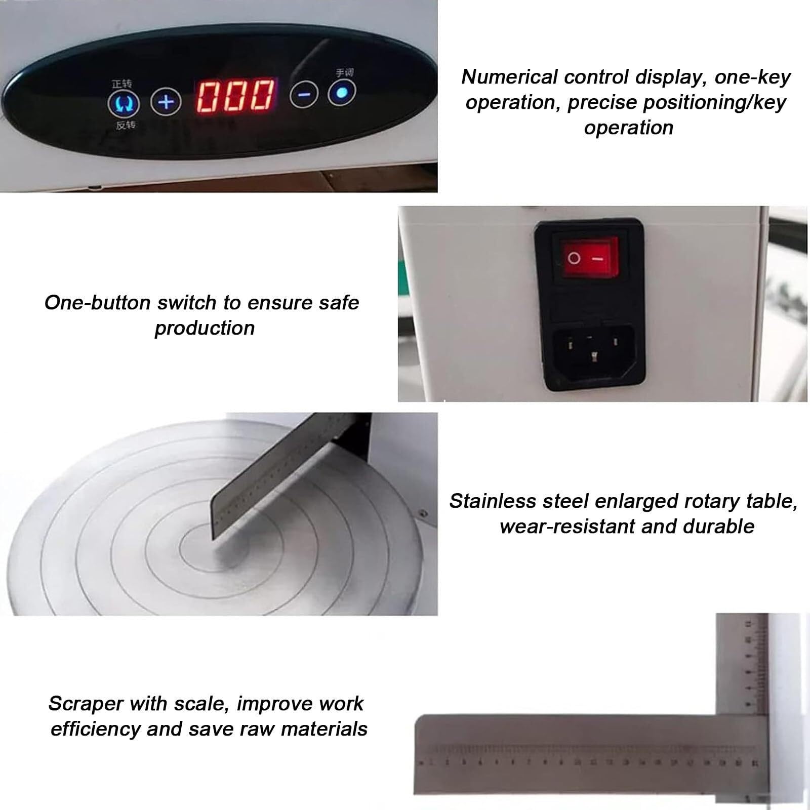 Machine à glaçage automatique réglable avec grattoir en acier inoxydable pour gâteaux de 10 à 30,5 cm