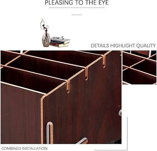 Miniatura 3 de Caja organizadora de teléfono celular de 48 rejillas, caja de almacenamiento de escritorio de madera, soporte multifuncional para teléfono celular,