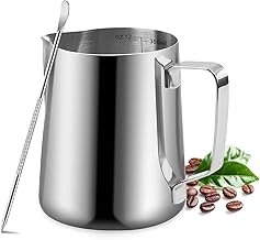 Milk Frothing Pitcher, 350ml/600ml (12oz/20oz) Milk Frother Cup Stainless Steel Jug Steaming Pitcher, Milk Coffee Cappuccino Latte Art Barista Steam Pitchers Milk Jug Cup with Decorating Pen