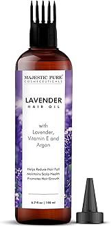 Majestic Pure 100% Pure Lavender Oil with Vitamin E for Hair Care, Strengthening, Nourishing, and Volumizing Formula with Vitamin E & Argan Oil - Non GMO Verified, 6.7 Fl Oz