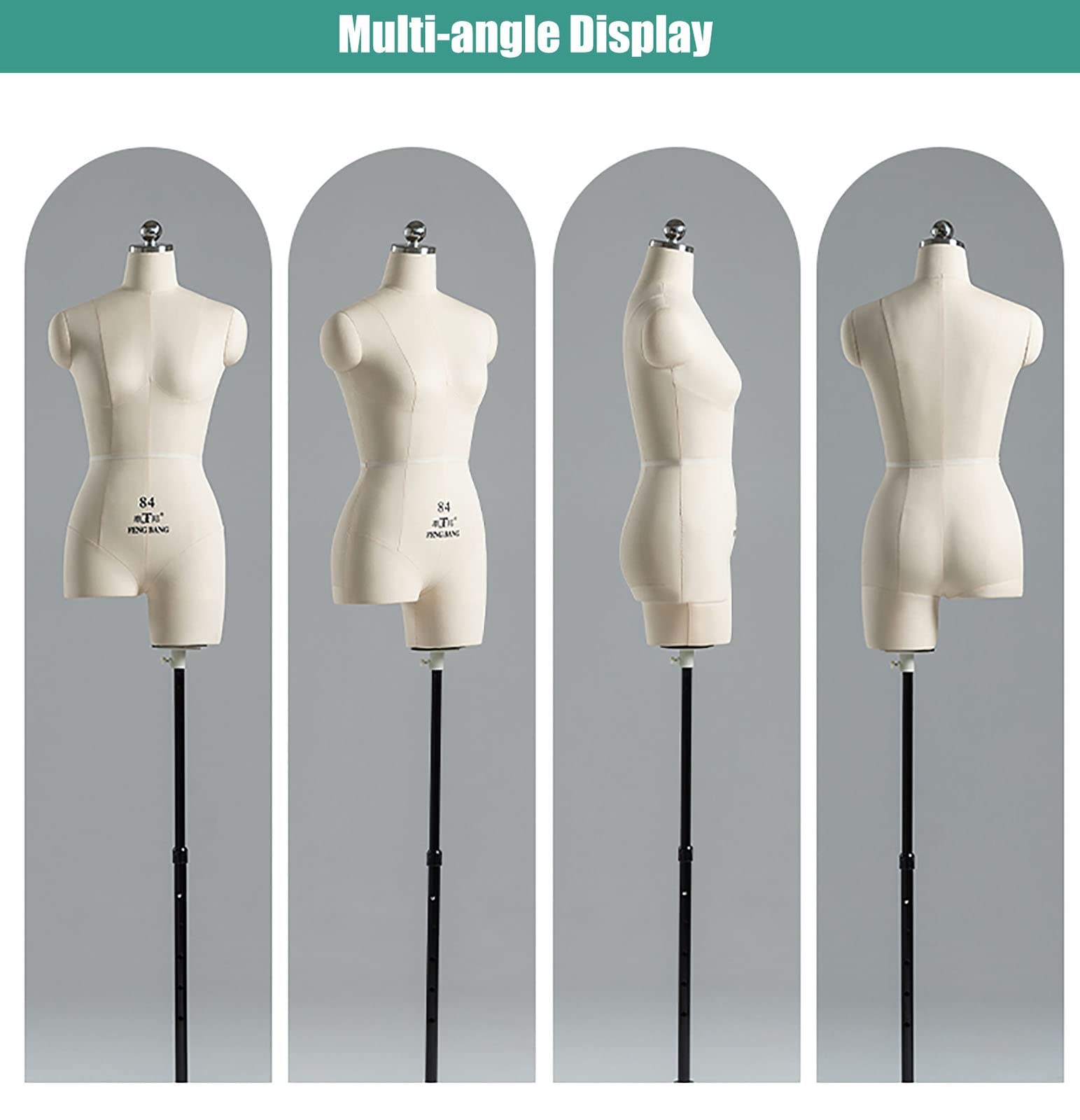 Maniquí femenino de costura con soporte con ruedas, altura ajustable, forma de vestido de maniquí para estudiantes, principiantes, fabricación de prendas de vestir