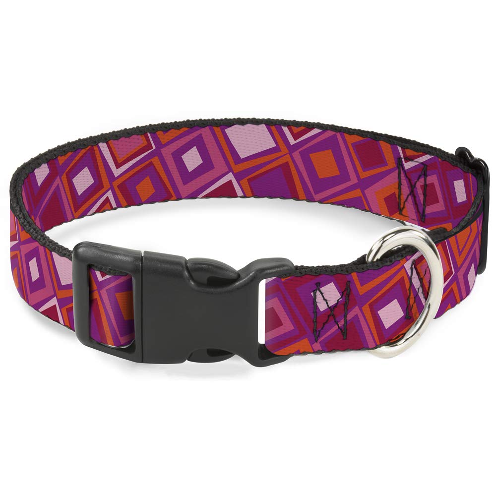 Collier pour chien réglable violet orange rose en plastique robuste | Largeur large taille M