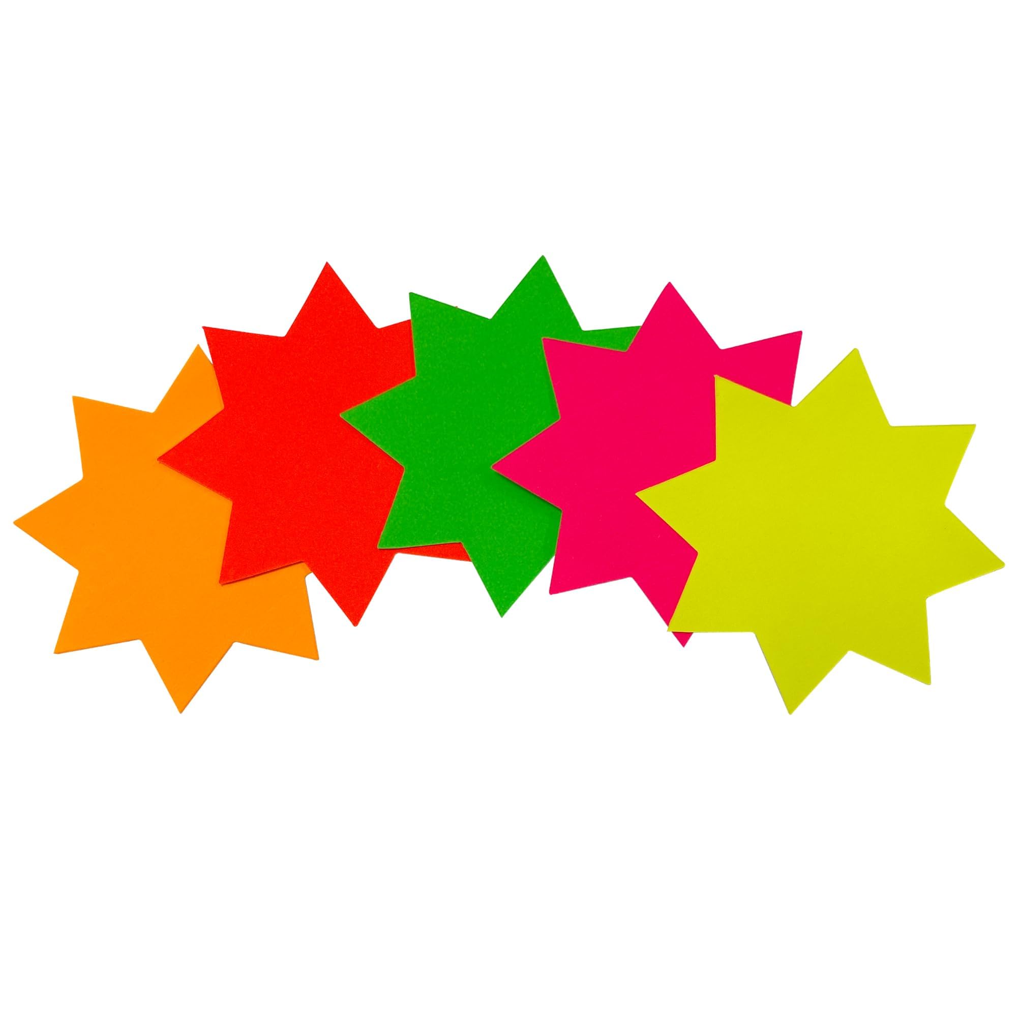 Pack of 40 Assorted Coloured Neon Fluorescent Stars 100 x 100mm - Price Signs, Star Shape Signs Price Eye-catching, Retail Store Price Label Garage Sale Supplies Tags for Party and Decoration