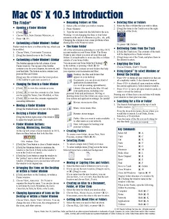 Mac OS X 10.3 Introduction Quick Reference Guide (Cheat Sheet of ...