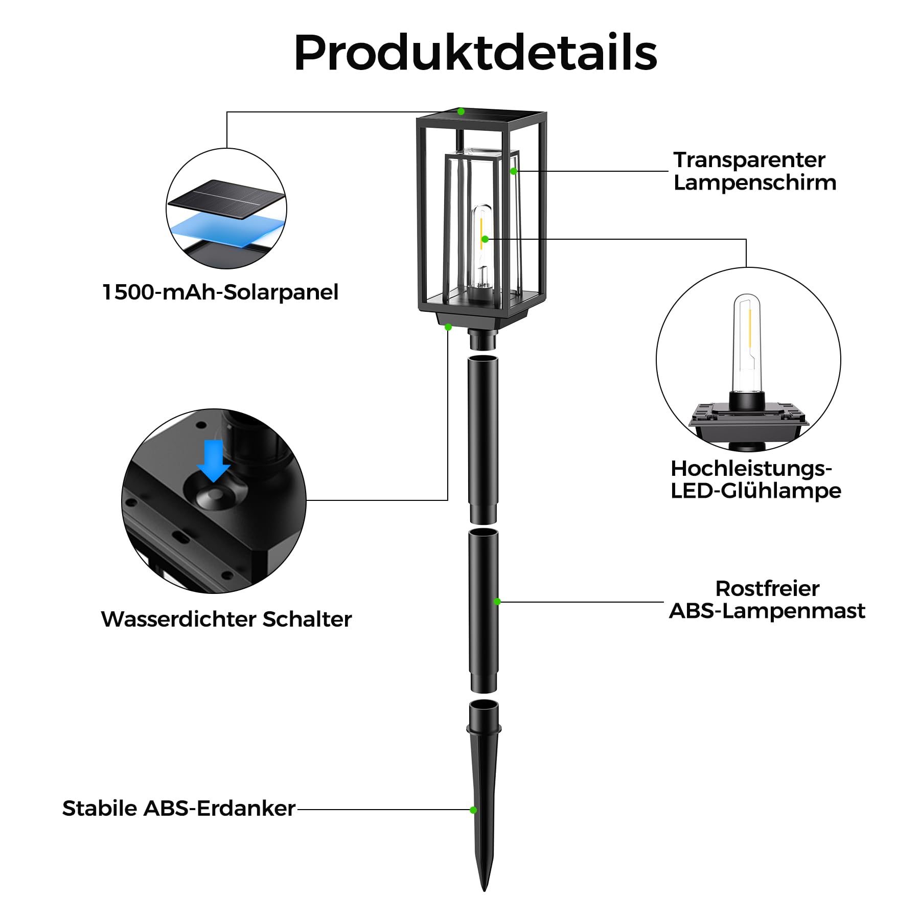 JOYCREATOR Solarleuchten Garten 4 Stück, 26LM Warmweiß Solarlampen für Außen Garten 1500mAh mit 14 Std. Arbeitzeit, IP65 Wasserdicht LED Gartenbeleuchtung Solar für Hof Outdoor Deko Frauen Geschenke