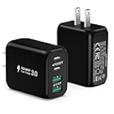 USB C Charger Block,2-Pack 40W 4-Port USB-C Wall Charger Fast Charging Dual Port USBC Power Adapter+Double USB Wall Plug Multiport Brick Type C Block for iPhone 16 15 14 13 12 11 Pro Max,iPad,Samsung
