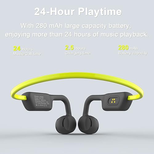 Miniatura 4 de RR SPORTS - Auriculares inalámbricos de conducción de aire Bluetooth 5.2 con 24 horas de reproducción, auriculares a prueba de sudor con micrófono