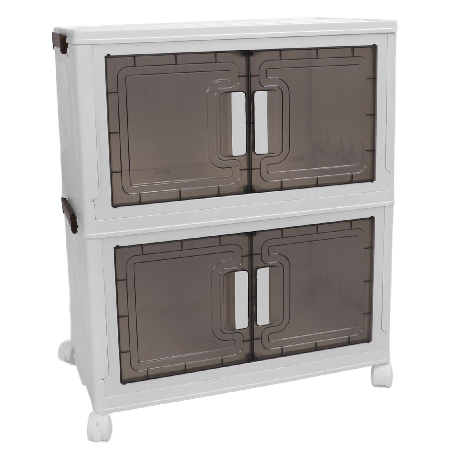 Walfront PP PET Stapelbare Lagerbehälter Closet Organizer Box, Faltbares Design, Ideal für Schlafzimmer, Büros und Speicherbereiche für Lebensmittel. (Mittelgroß 2 Schichten)