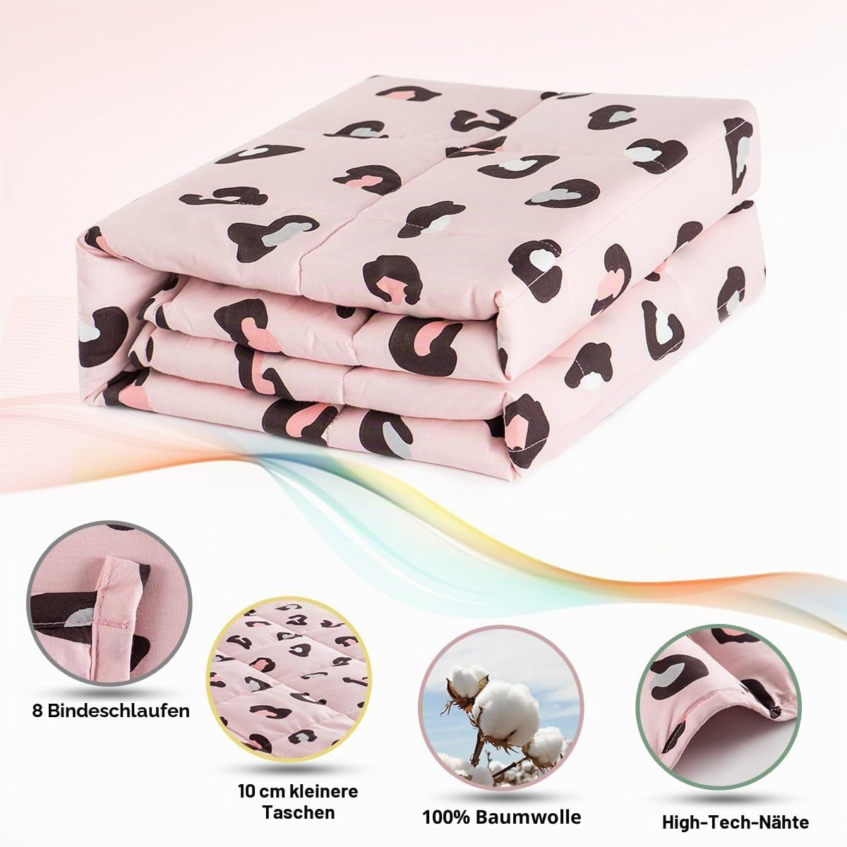 Sivio Gewichtete Decke, Ultra-gemütlich, 2,3kg, Gepunktet und Baumwoll-Seiten mit Cartoon-Mustern, schwere Decke, ideal zum Beruhigen und Schlafen, Pink Panther, 90 x 120cm