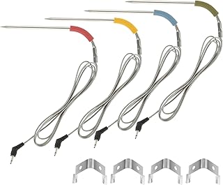 Bowarepro Sonda de repuesto para barbacoa Weber Igrill 2 Igrill Mini Igrill 3 termómetros sonda de repuesto para barbacoa de carne de -30 °C hasta 300 °C (verde, azul, rojo y amarillo)