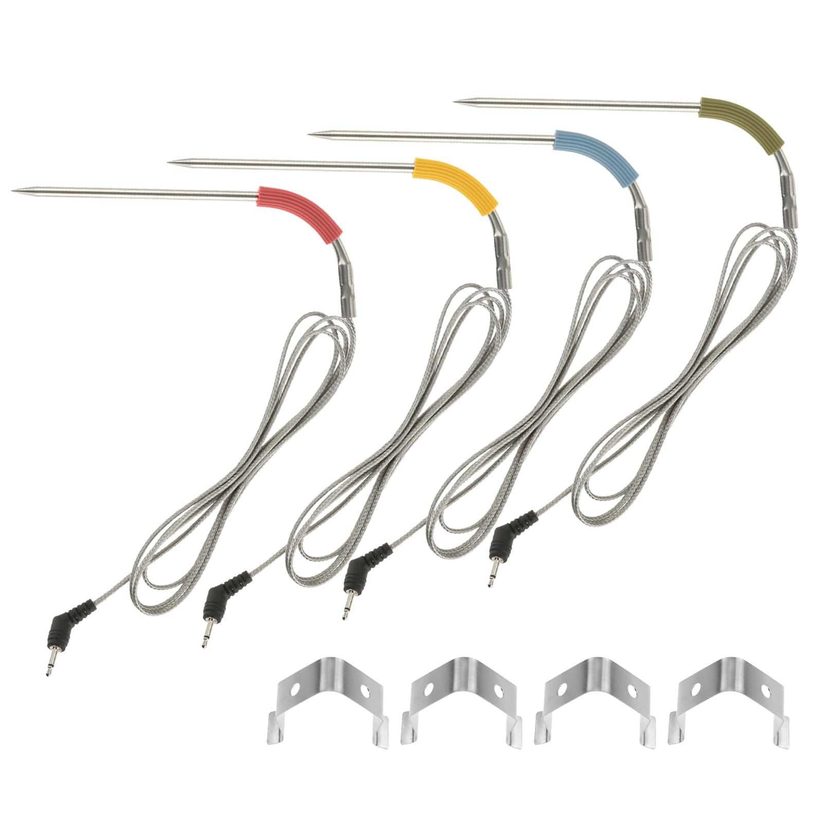 Sonda de repuesto para barbacoa Weber Igrill 2 Igrill Mini Igrill 3 termómetros sonda de repuesto para barbacoa de carne de -30 °C hasta 300 °C (verde, azul, rojo y amarillo)