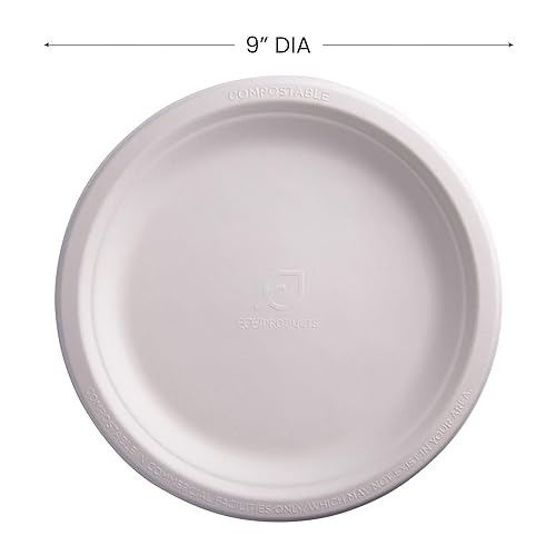 Miniatura 3 de Eco-Products - Platos de caña de azúcar renovables y compostables, plato de cena de 9 pulgadas, caja de 500 unidades (EP-P013)
