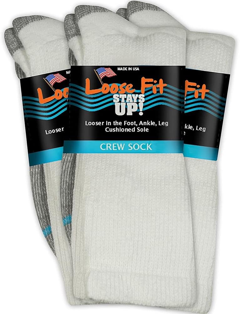 Men's and Women's Casual Crew Socks (Pack of 3) Made in USA! Cushioned Sole