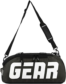 Gear Statement Maxis 3.0 10"/29L Medium Water Resistant Polyester Duffle Bag/Travel Bag/Gym Bag for Men & Women(Black-Olive, 20 Cm)