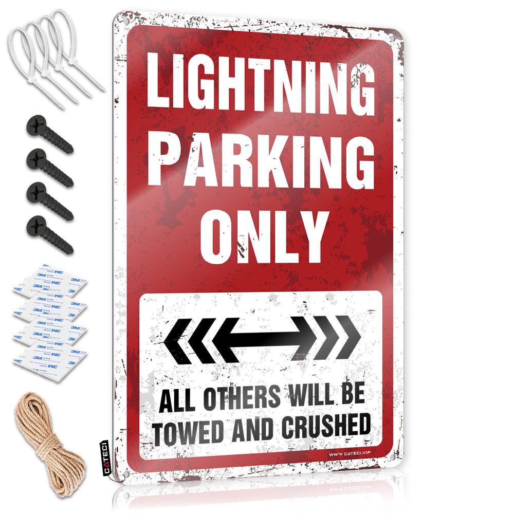 Housewarming Office Sign - Lightning Parking Only Accessories Rustic Wall Hanging(30X40CM)