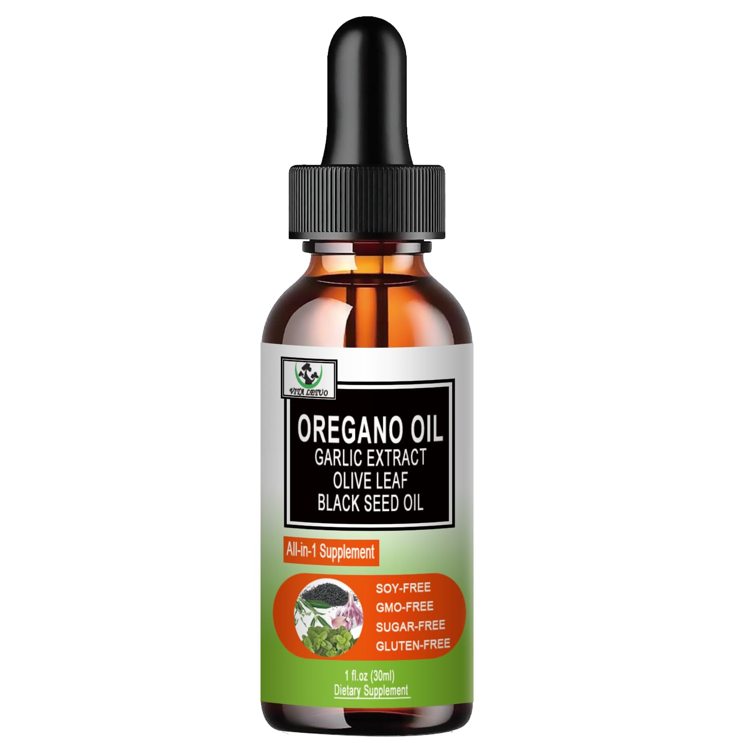 Vita letuo Organic Oil of Oregano with Black Seed Oil, Oregano Oil Liquid Drops w/Garlic Olive Leaf Elderberry for Immune,Digestive Support & Antioxidant,Seasonal Support Supplement for Women Men — Amazon image 7