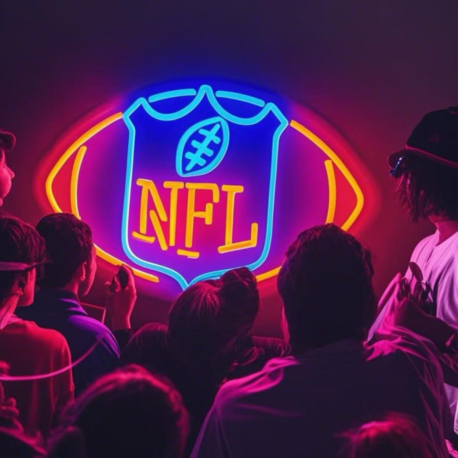 Football Neon Sign for Wall Decor,Football-Shaped Neon Light, Football Led Neon Light Birthday Gifts for Sports Fans Club Bedroom 5V USB Powered - Image 2