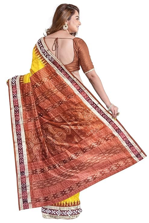 Image of Handmade Pure Bomkai Silk Saree Khandua Natural Silk Ikkat Saree For Women /Ethnic Wear /Traditonal Saree /Handloom Saree With Regular Fit Blouse Piece