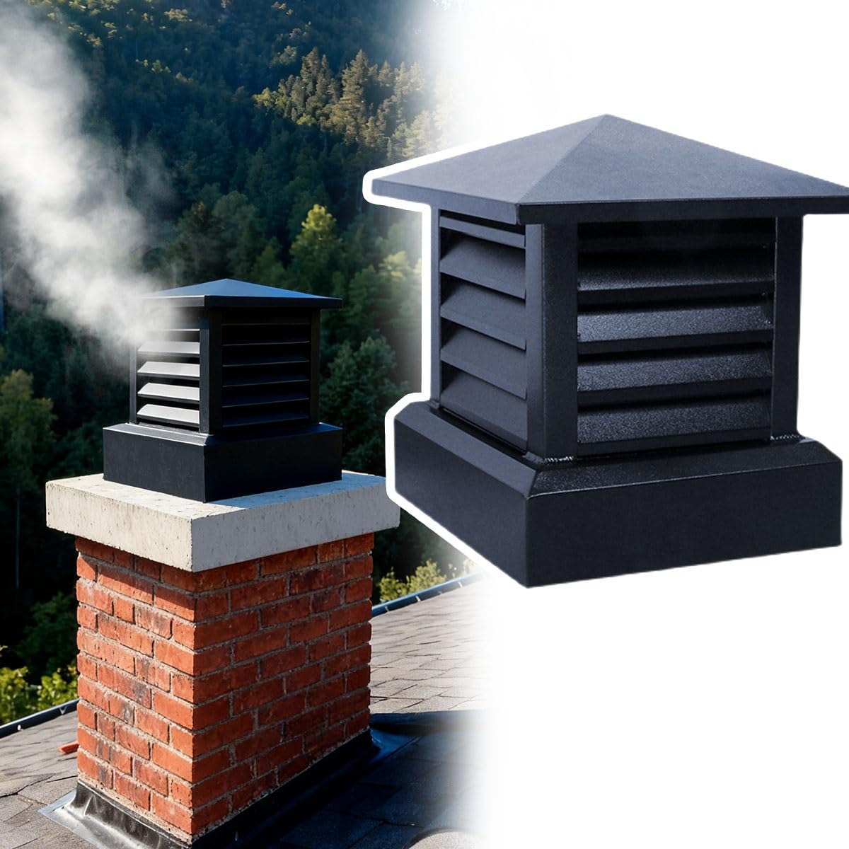 Chapeau de cheminée carré 13 pouces anti-infiltration pour résoudre l'humidité du conduit