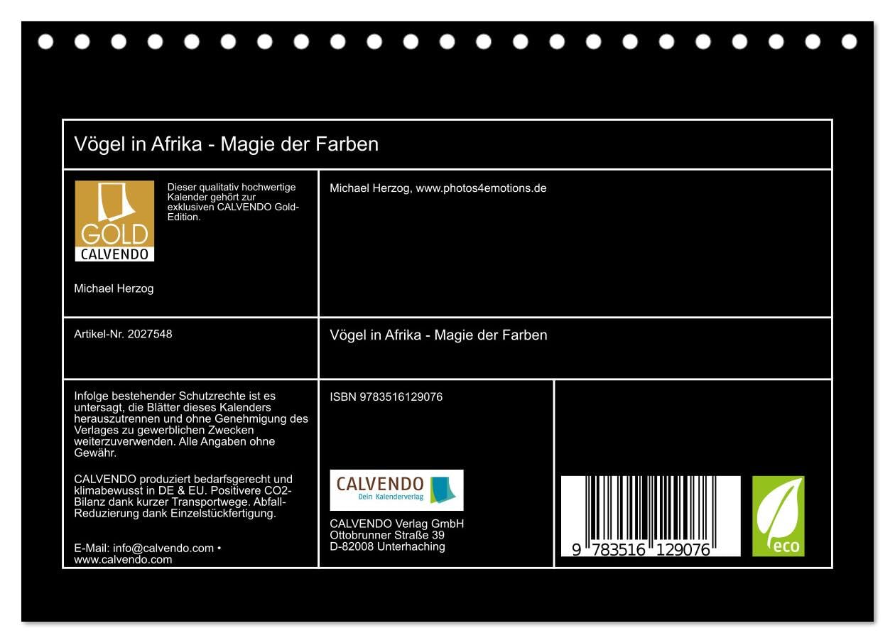 Vögel in Afrika - Magie der Farben (Tischkalender 2026 DIN A5 quer), CALVENDO Monatskalender: Afrika - auch ein Vogelparadies! (CALVENDO Tiere)