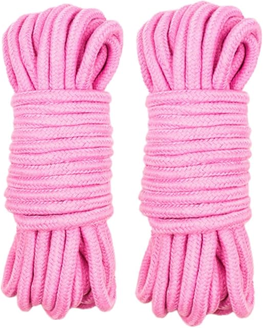 LVE 2Pack 10 M/33 Feet 8 MM All Purpose Rope Soft Cotton Rope Cord Thick Cotton Twisted Cord (Pink)