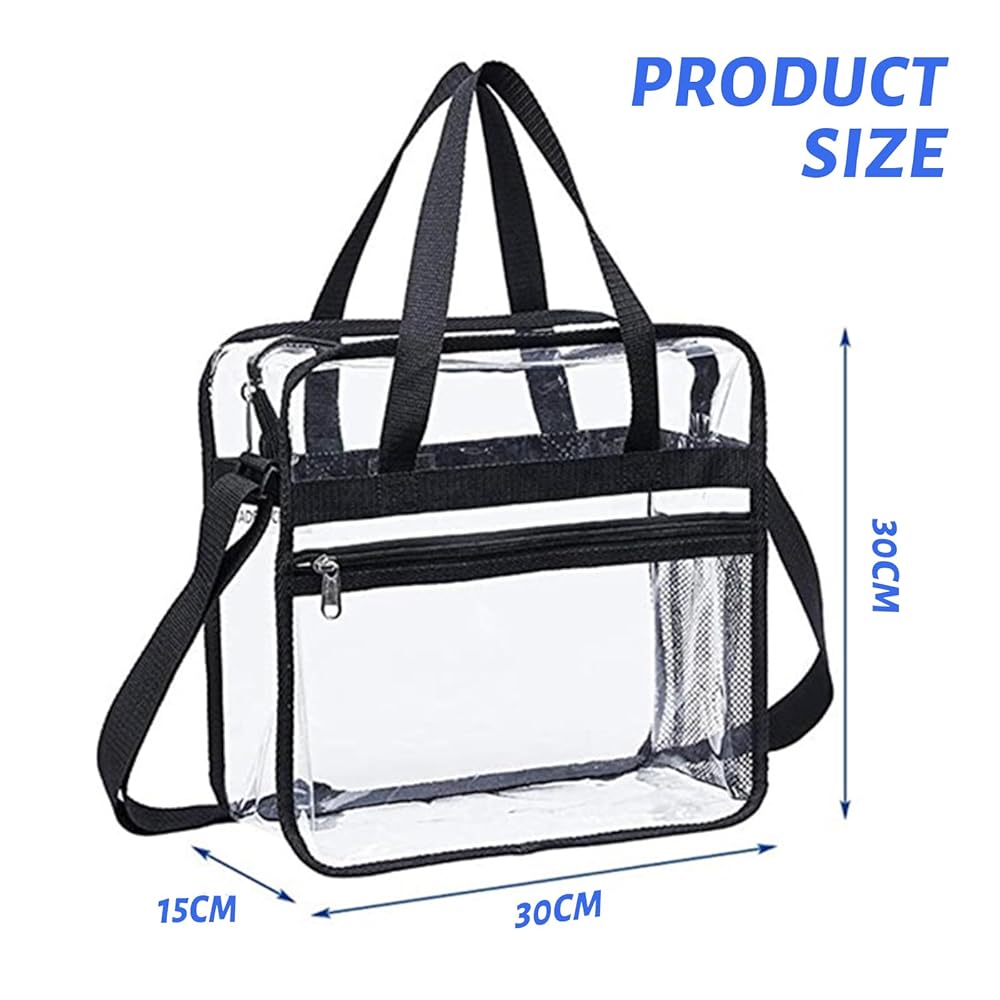 Borsa Trasparente 30x30 Cm Con Tasca A Zip - Per Stadio, Spiaggia E Viaggi - Foto 6