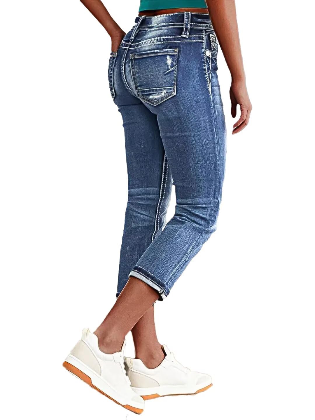 Mid Wash Wide Leg Crop Jeans Matalan