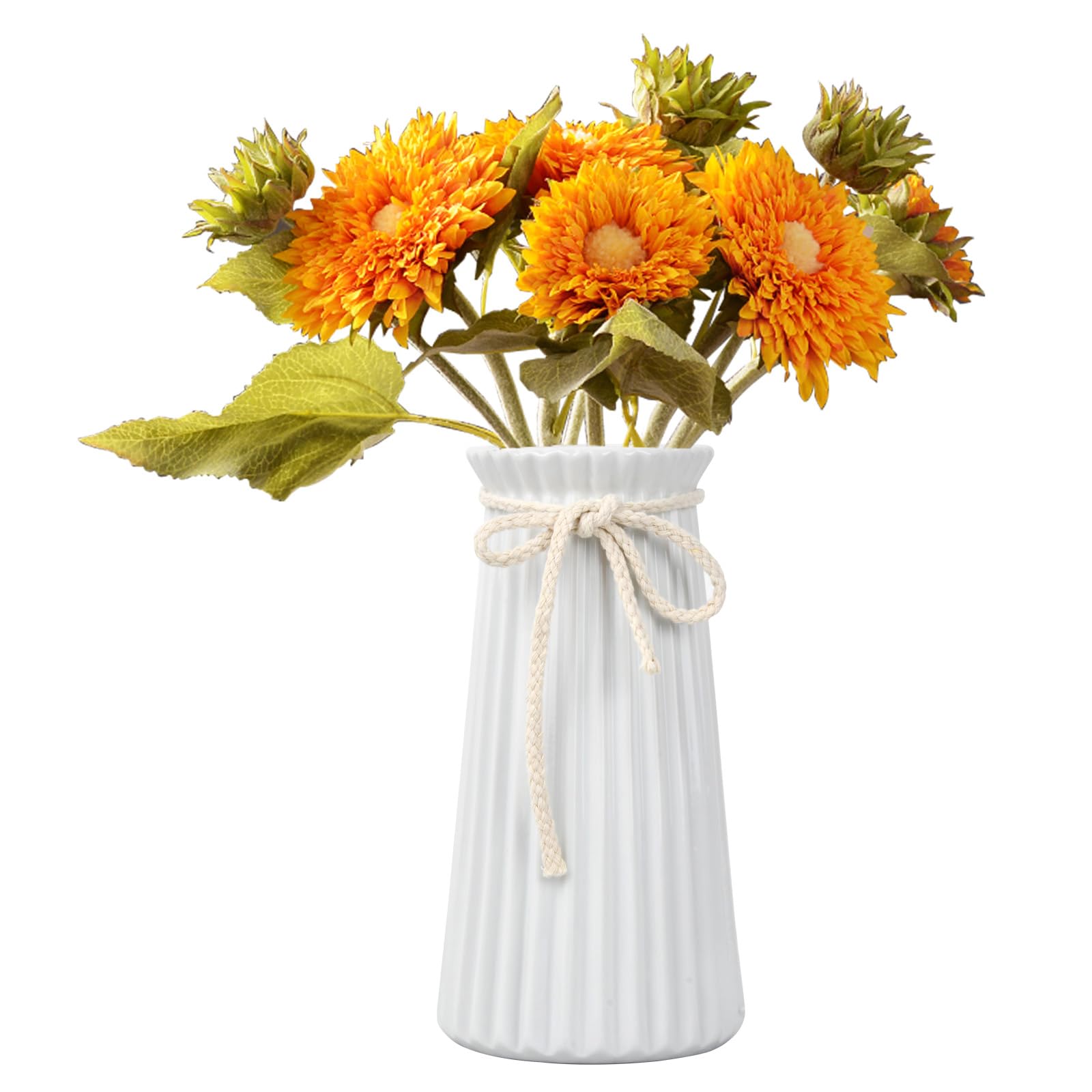Amexo Blanco Jarrón de Cerámica Jarrones Decorativos Modernos Florero para Flores Frescas y Secas Jarrones para Sala de Estar Boda Mesa de Cena 19.5cm