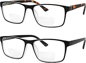 Success Eyewear Óculos de leitura bifocais Yogo Vision para homens e mulheres, leitores multifocais retangulares com dobradiças de mola, design retrô