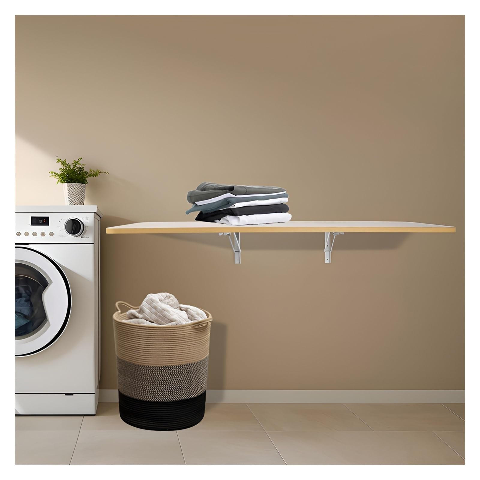 ZHANGGL Space Saving Folding Wall Desk Wall Mounted Table for Small Spaces Ideal for Home Office Laundry Room Garage Basement 60x40cm Wooden Folding Table