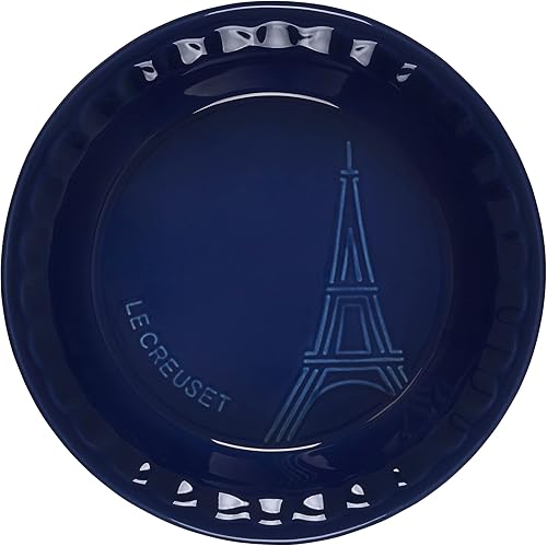 Miniatura 2 de Le Creuset Eiffel Tower Collection - Plato para tartas de cerámica, 9 pulgadas, índigo